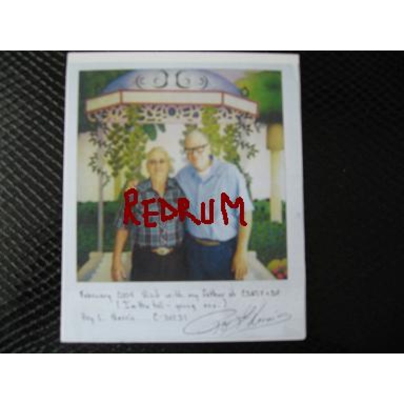 Roy L. Norris polaroid taken in Corcoran Prison with his father signed twice from 2004