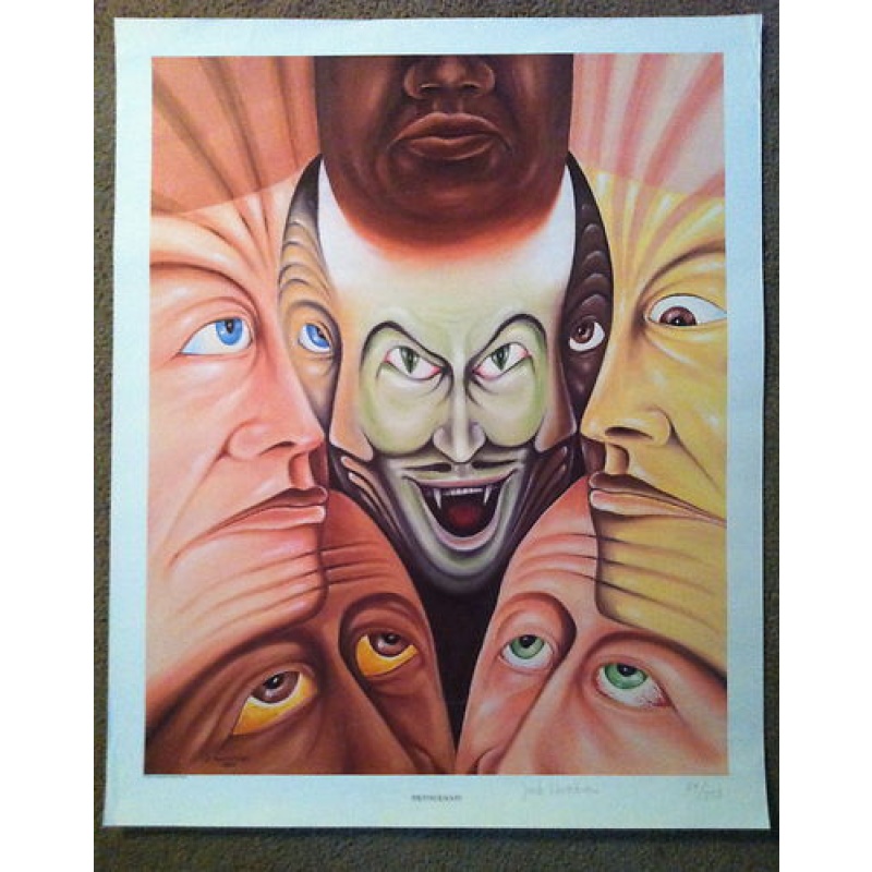 Dr. Jack Kevorkian very large lithograph poster titled Brotherhood numbered 64/250 and signed Jack Kevorkian