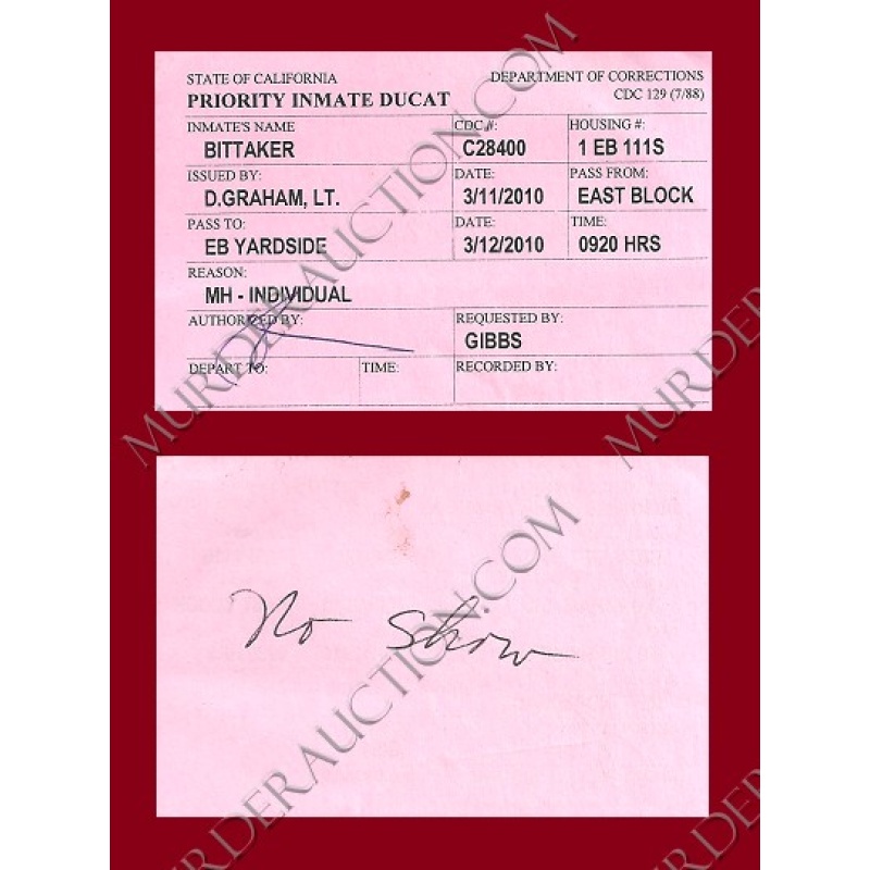 Lawrence Bittaker Inmate Priority Pass 3/11/2010 DECEASED