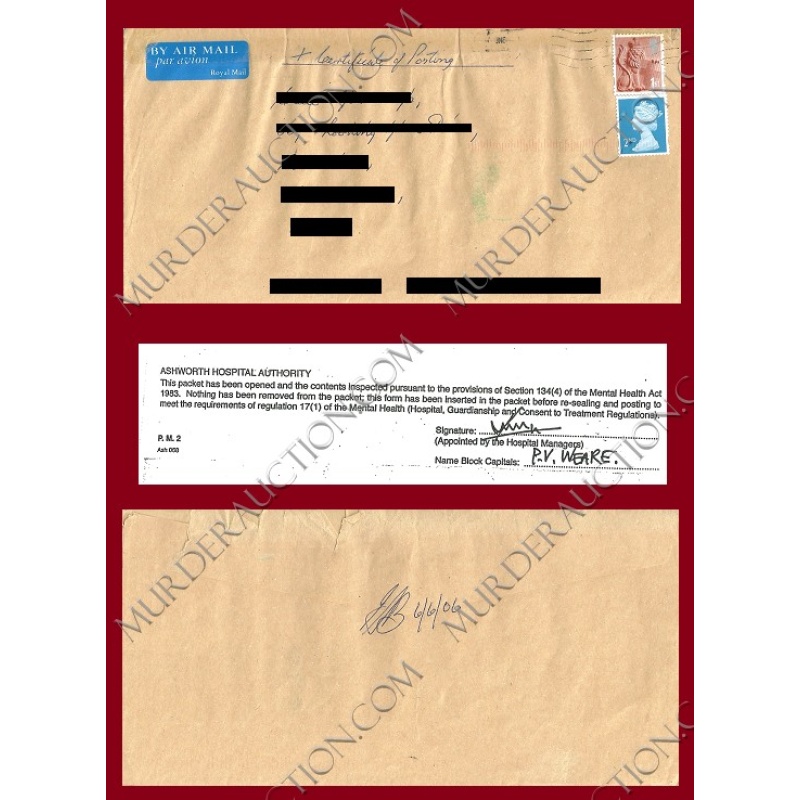 Ian Brady letter/envelope 6/5/2006 DECEASED