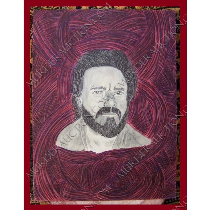 Tommy Lynn Sells self-portrait painting 15"×20" EXECUTED