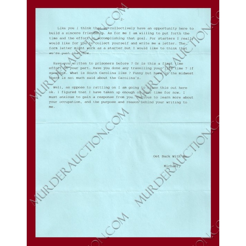 Michael Clark letter/envelope 3/19/2006 PAROLED