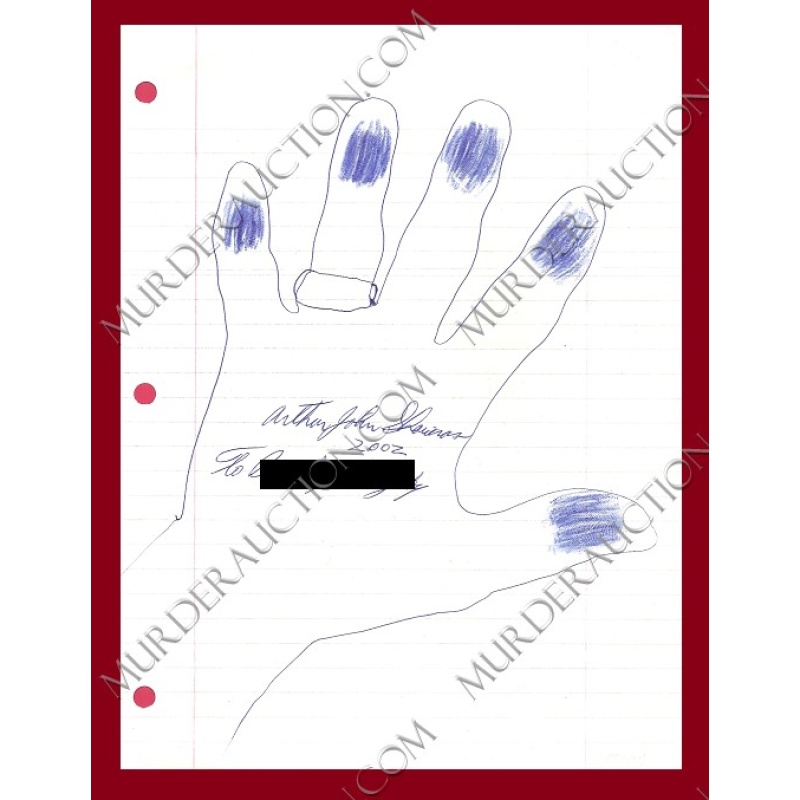 Arthur Shawcross hand tracing with letter/envelope 9/17/2002 DECEASED