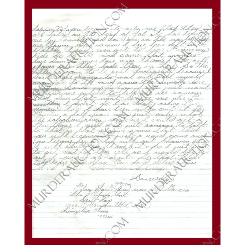 Juan Garcia letter/envelope 5/10/2010 EXECUTED