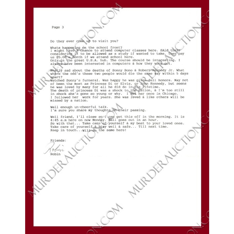 Robin Gecht letter/envelope 1/11/1998