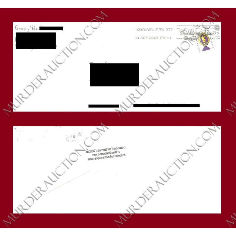 Gregory Hale letter/envelope 9/10/2018