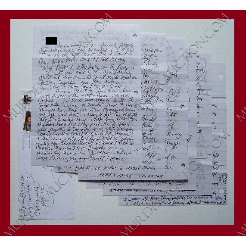 Charles Manson letter/envelope 6/6/2008 DECEASED