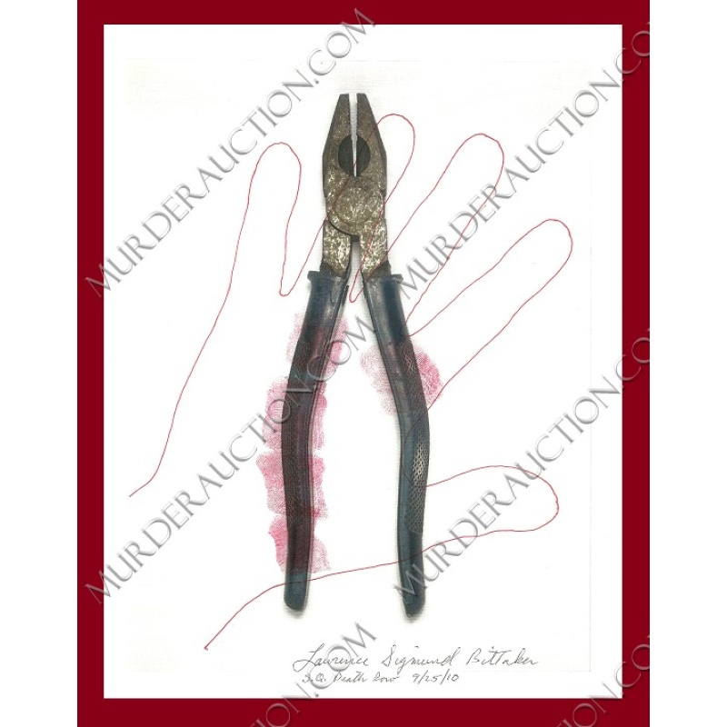 Lawrence Bittaker hand tracing on pliers 9/25/2010 DECEASED