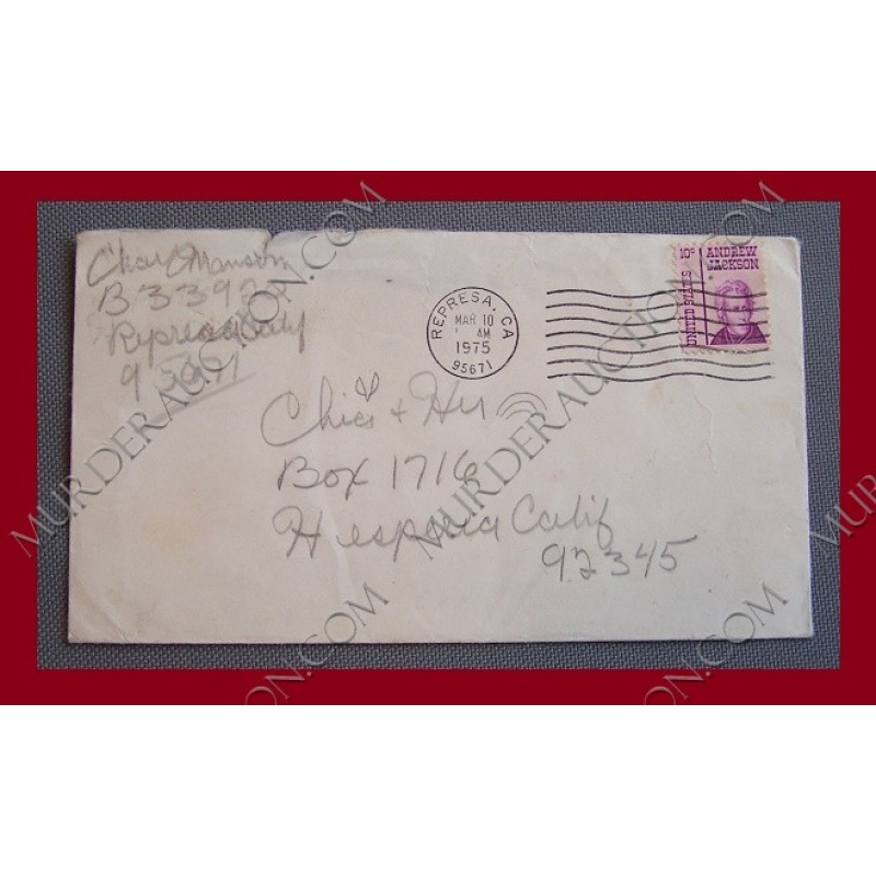 Charles Manson letter/envelope 3/10/1975 DECEASED