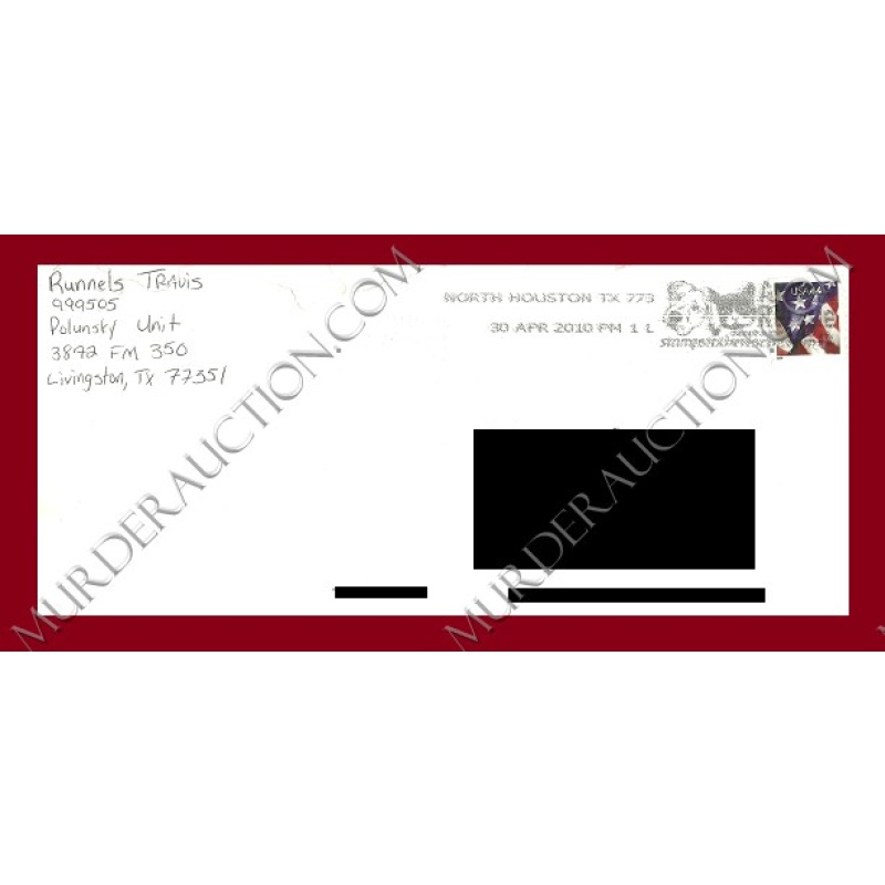 Travis Runnels letter/envelope 4/28/2010 EXECUTED