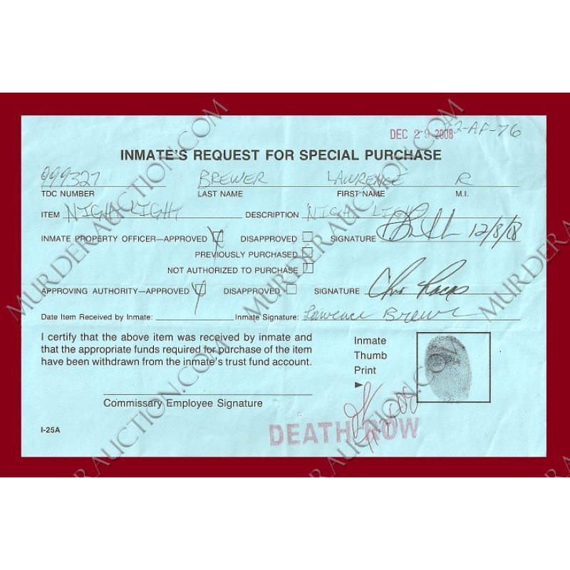 Lawrence Russel Brewer special purchase form EXECUTED