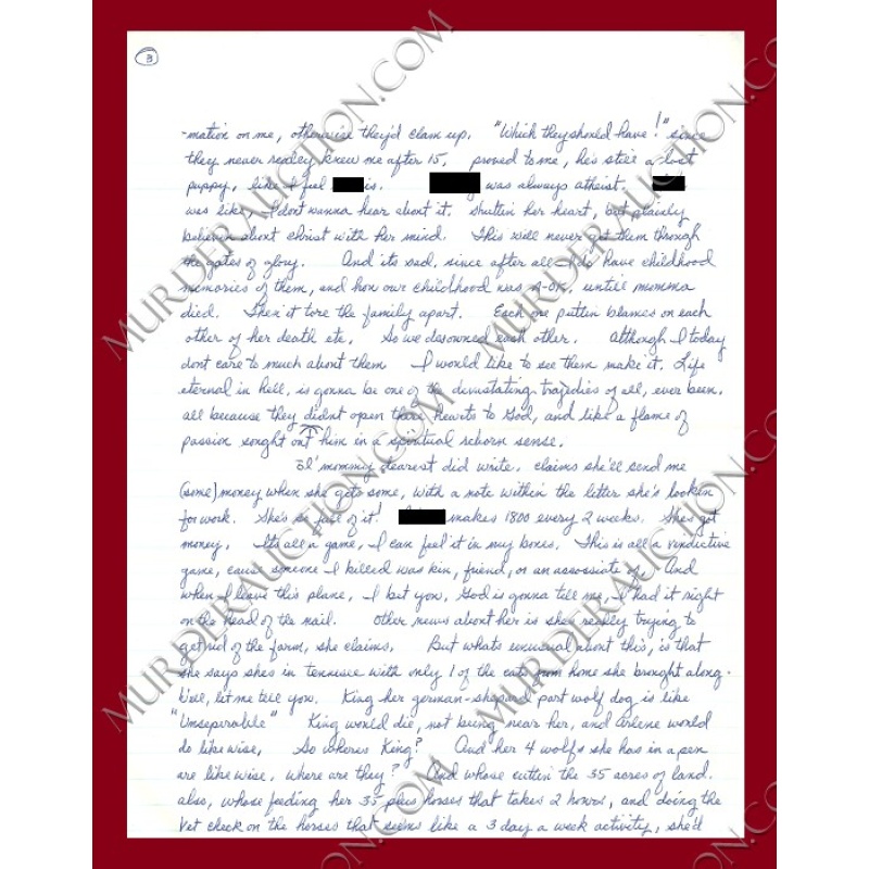 Aileen Wuornos letter/envelope 12/27/1993 EXECUTED