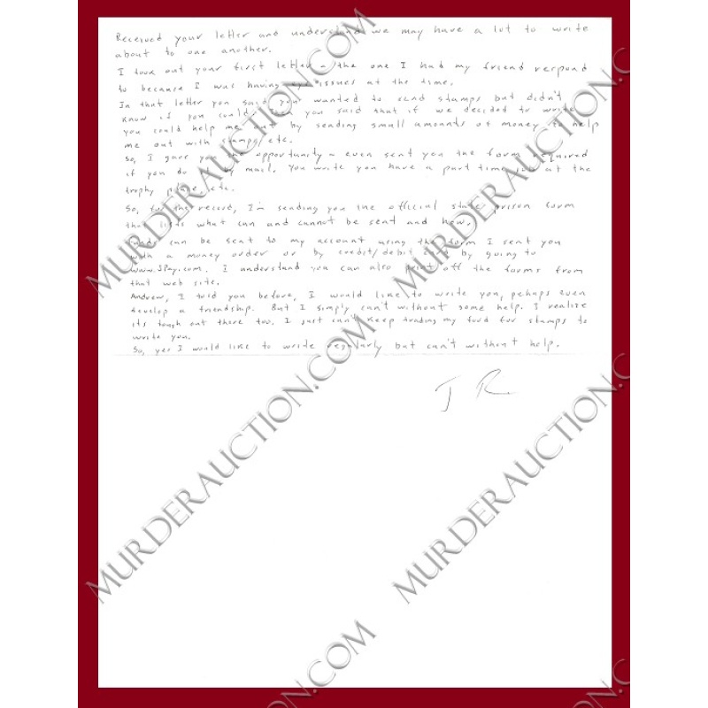 John Robinson letter/envelope 12/12/2011