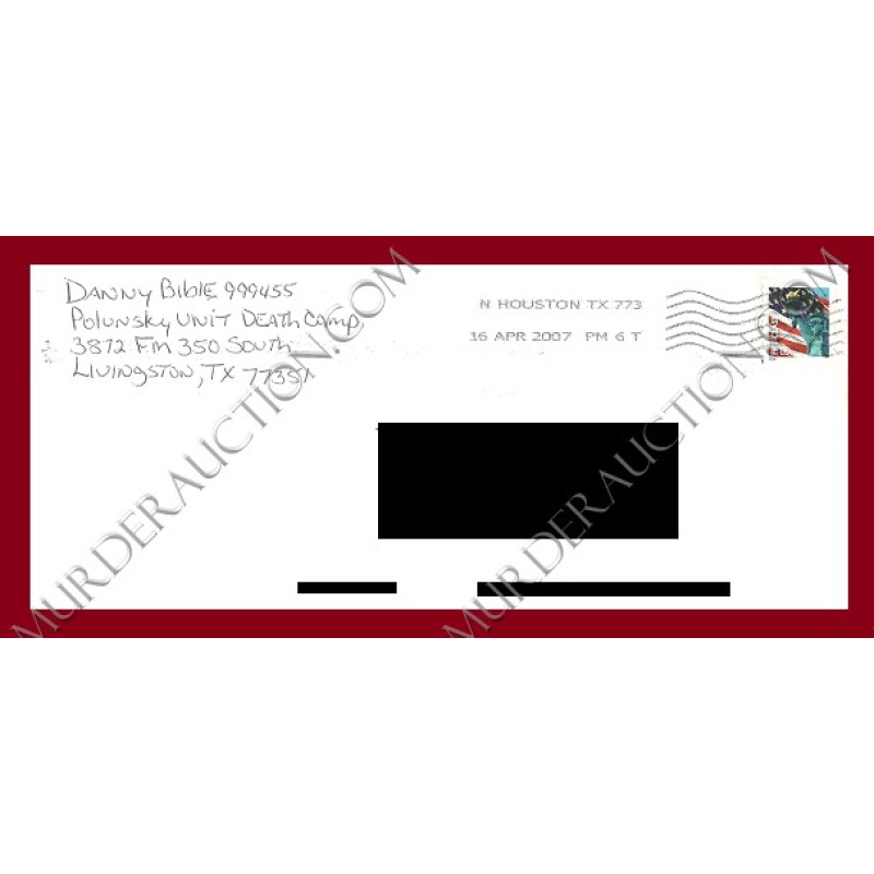 Danny Bible letter/envelope 4/14/2007 EXECUTED