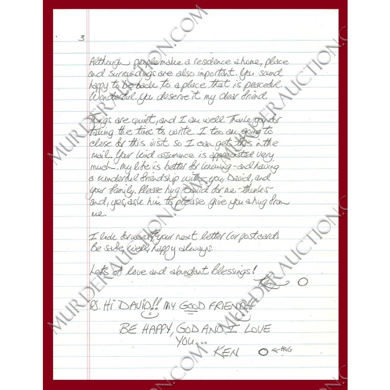 Kenneth Bianchi letter/envelope 6/7/2012