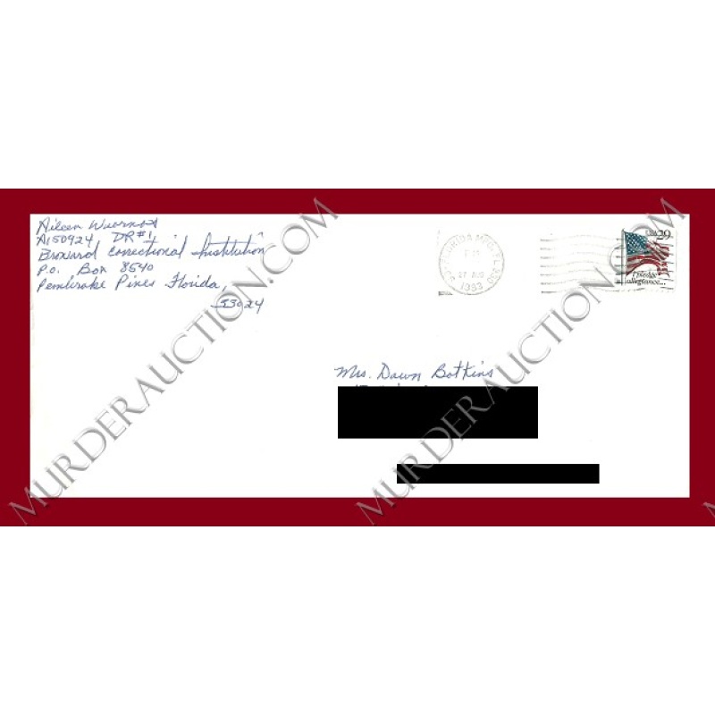 Aileen Wuornos letter/envelope 8/25/1993 EXECUTED