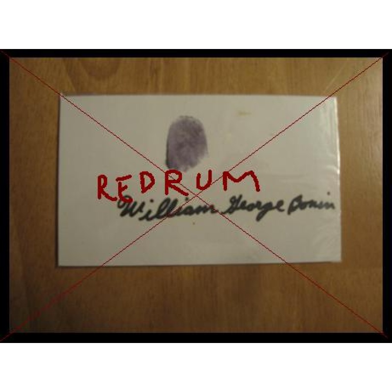 William Georoge Bonin 3 x 5 index card signed in full with thumbprint from mid 90's