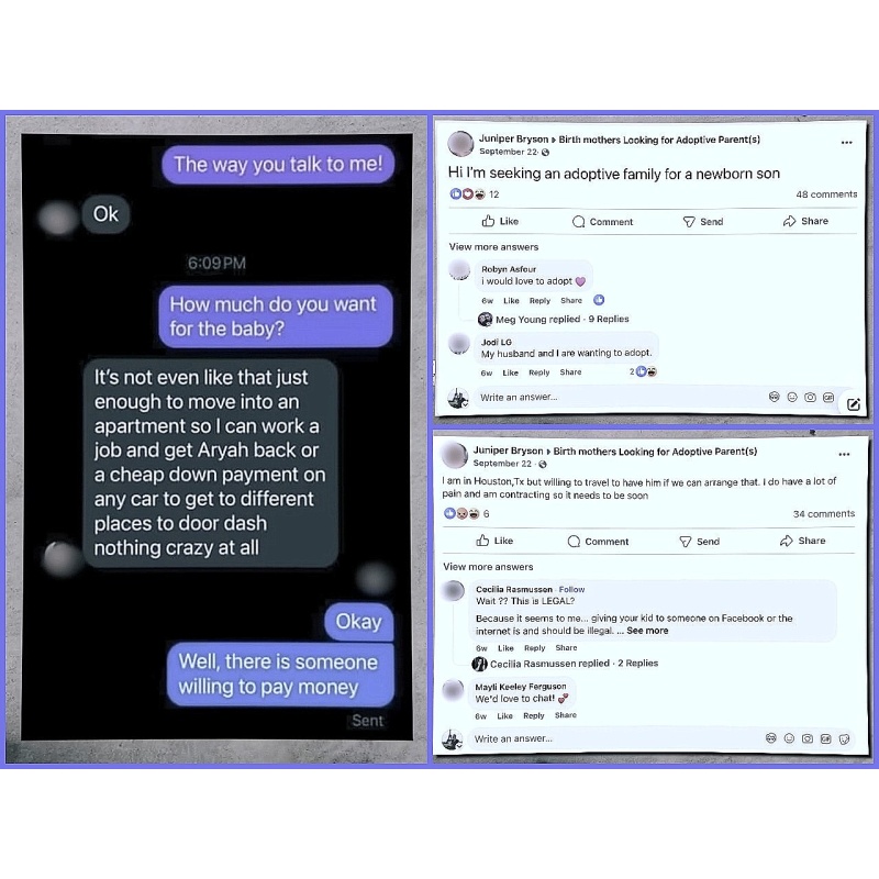 JUNIPER BRYSON | Pregnant Texas Mom Accused Of Trying To Sell Her Newborn Baby To 'Highest Bidder' On Facebook | Sought Cash Assistance For DoorDash Lunch And $150 | Autographed Letter Signed