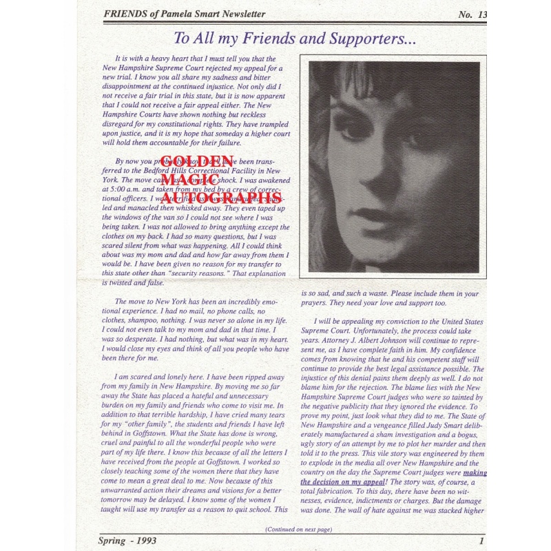 FRIENDS OF PAMELA SMART NEWSLETTER #13