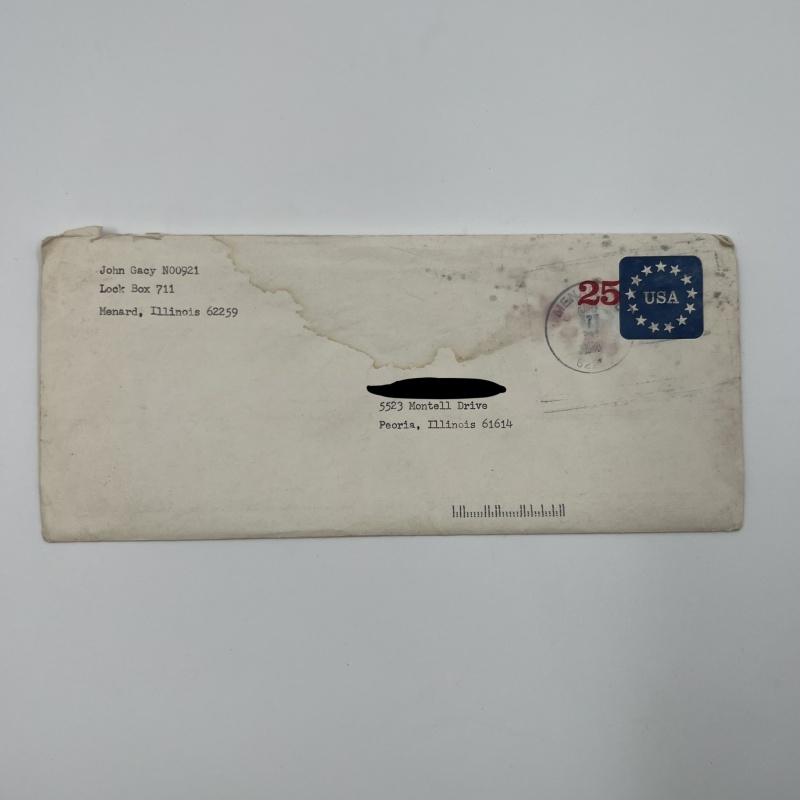 JOHN WAYNE GACY SIGNED LETTER JAN 1988 + ENVELOPE