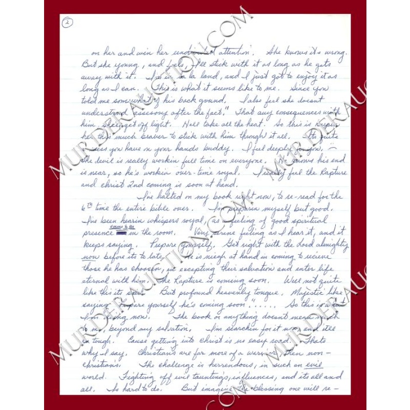 Aileen Wuornos letter 5/11/1993 EXECUTED