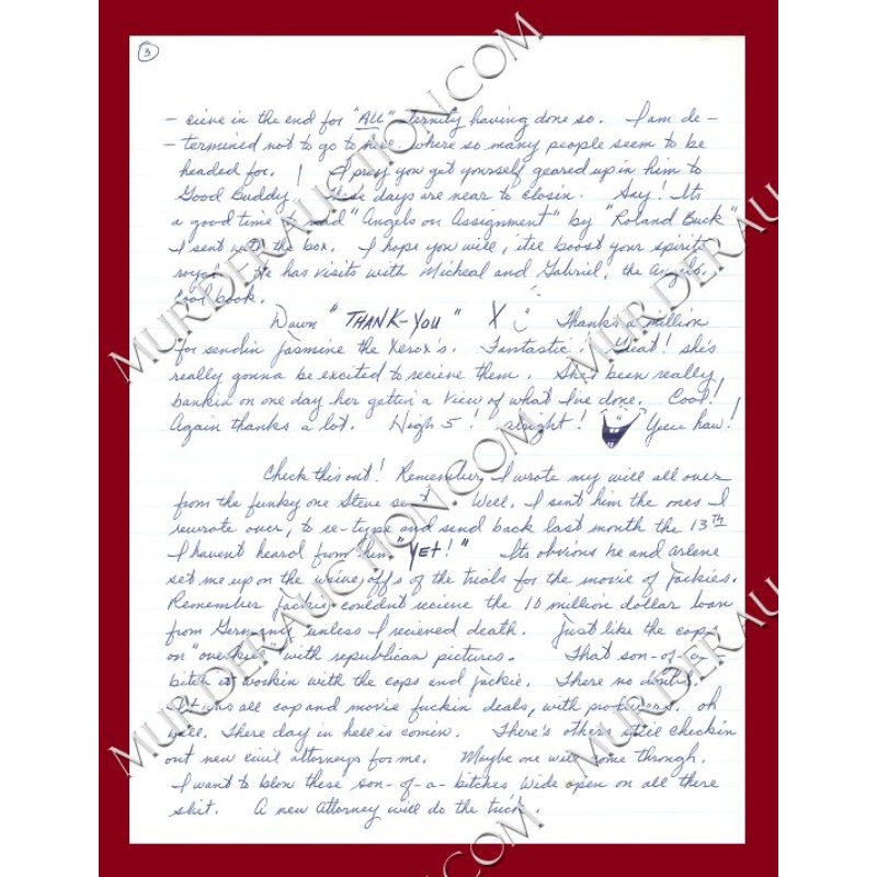 Aileen Wuornos letter 5/11/1993 EXECUTED