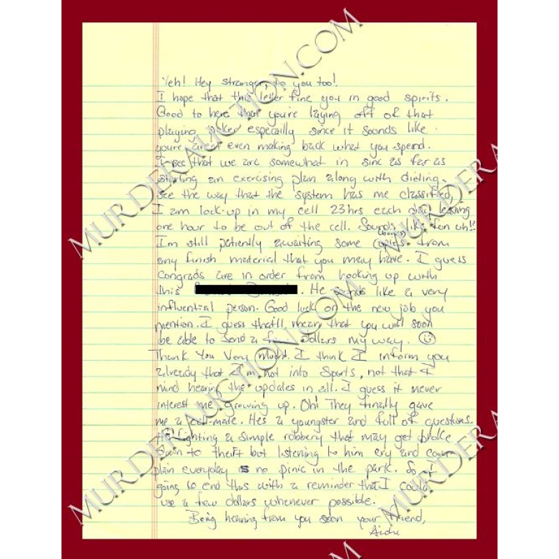 Andre Crawford letter/envelope 7/10/2006