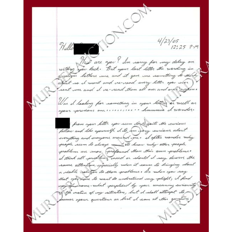 Anthony Balaam letter/envelope 4/23/2005