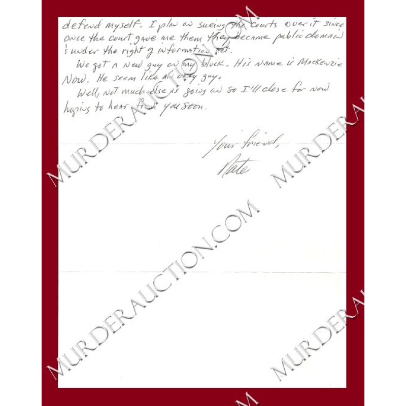 Nathaniel Bar-Jonah letter/envelope 1/26/2007 DECEASED