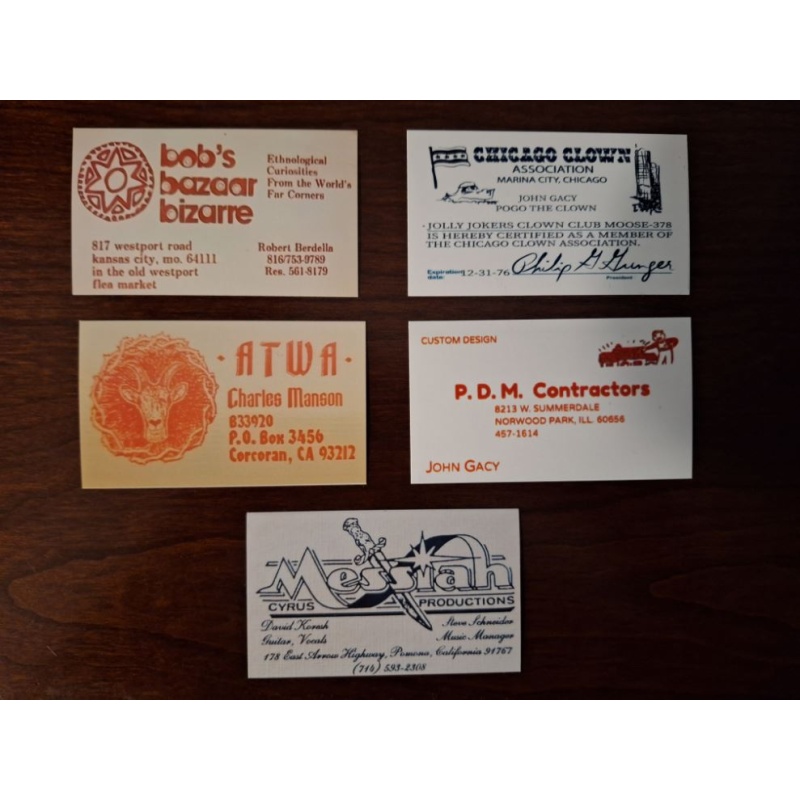 True Crime Business Card Replica Lot! Gacy, Manson, More!