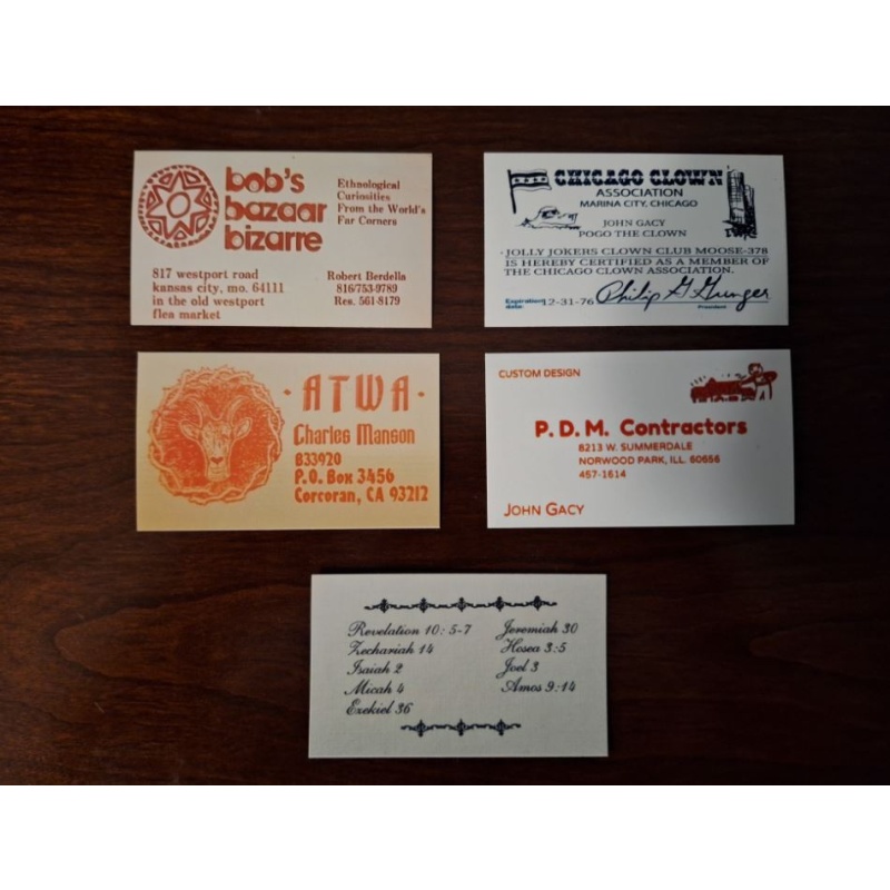 True Crime Business Card Replica Lot! Gacy, Manson, More!