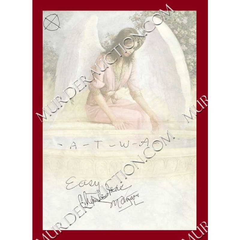 Charles Manson signed greeting card DECEASED