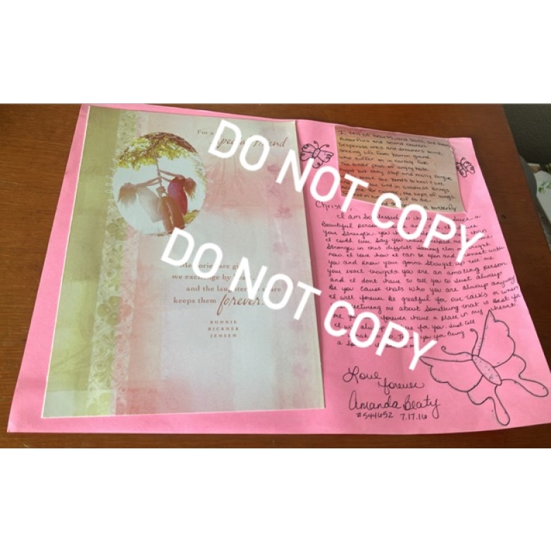 Convicted murderer Amanda Beaty handwritten letter/greeting card collage