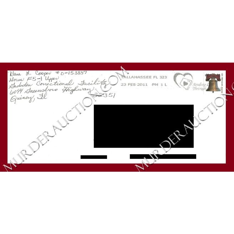 Dana Lynn Cooper letter/envelope 2/20/2011 PAROLED