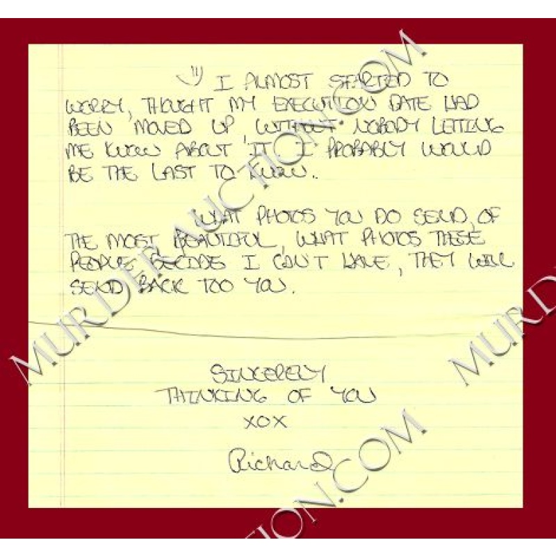 Richard Allen Davis letter/envelope 11/8/2001