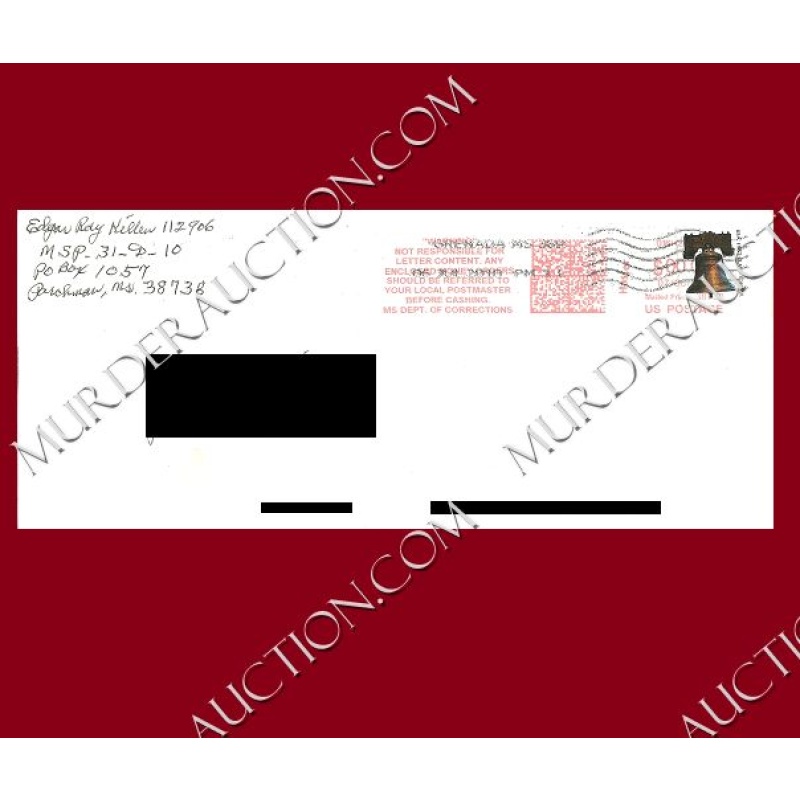 Edgar Ray Killen letter/envelope 7/3/2010 DECEASED