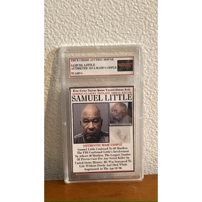 Deceased convicted serial killer Samuel Little hair sample collector card