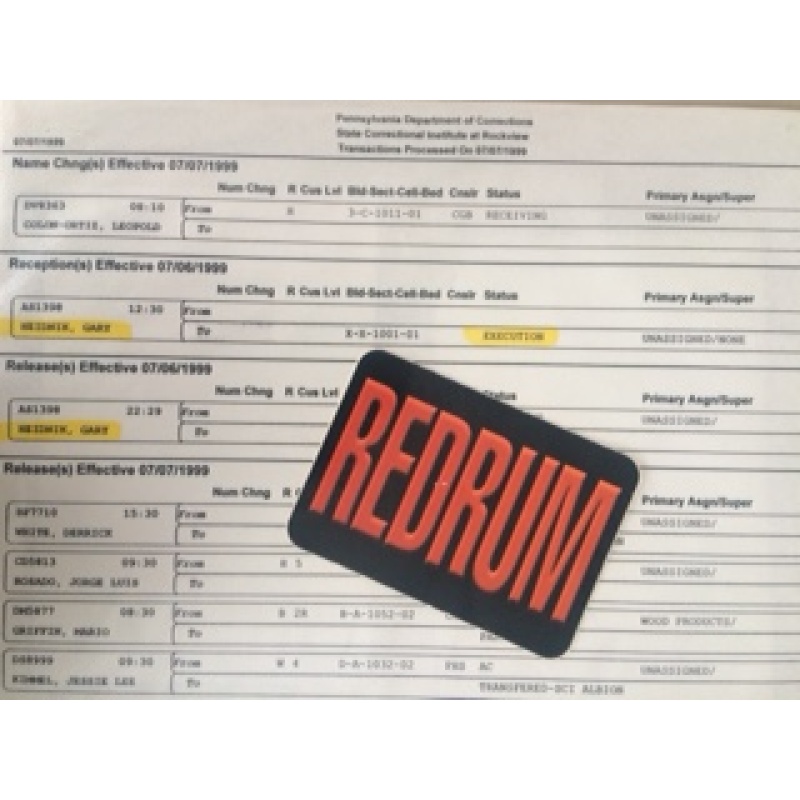 Gary Heidnik Penn Dept of Corrections transaction paper and discharge copy following his exexution in 1999