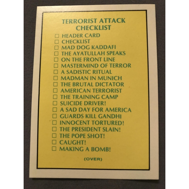 Terrorist Attack piedmont Candy card no.2 from 1987