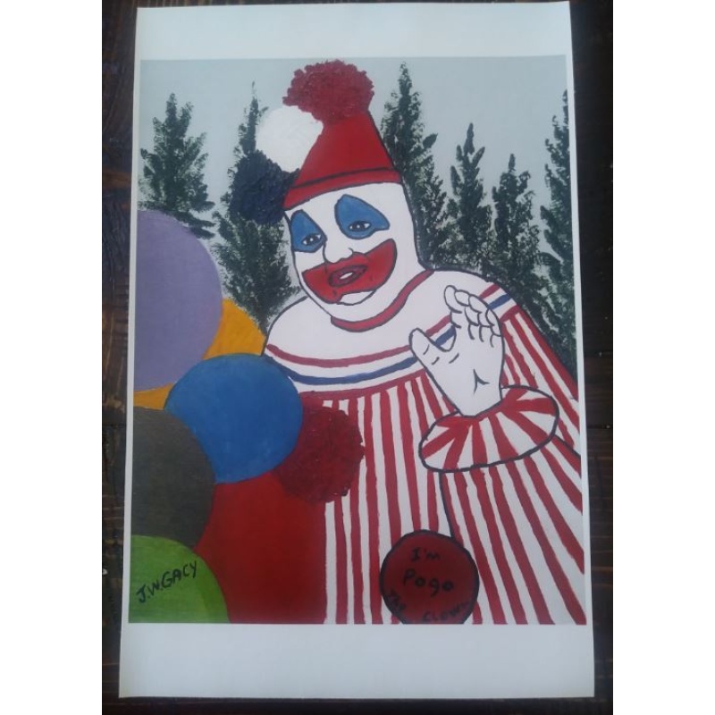 John Wayne Gacy CANVAS Art Print!  Pogo The Clown!!! 11"x17"!