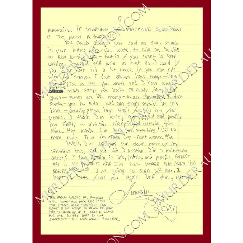 Kevin Haley letter/envelope 9/29/1997