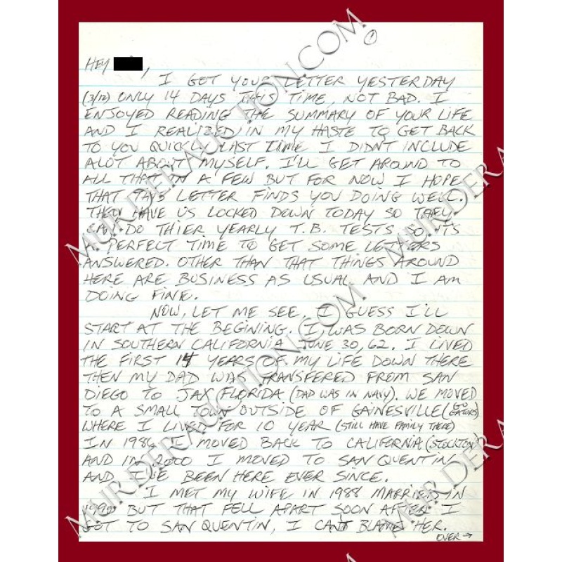 Louis Peoples letter/envelope 3/14/2007 DECEASED