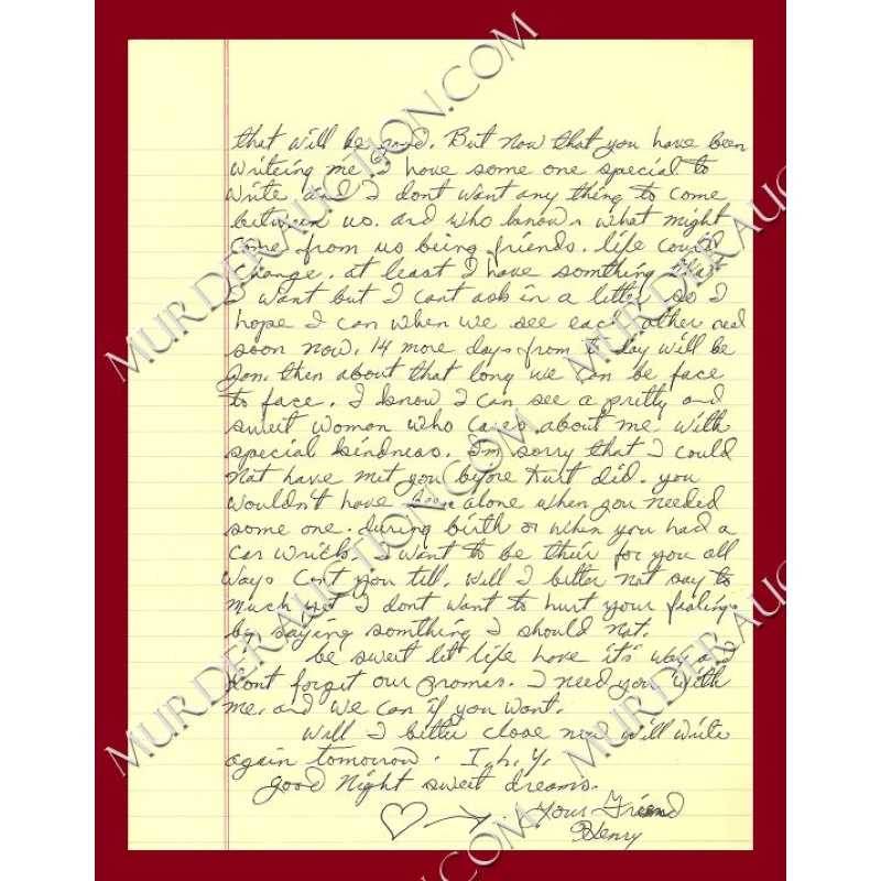 Henry Lee Lucas letter/envelope 12/17/1991 DECEASED