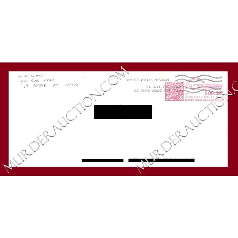 Dr. Asuncion Luyao letter/envelope 5/21/2006 PAROLED