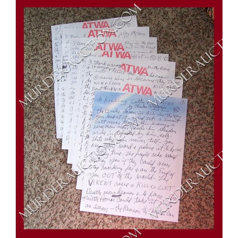 Charles Manson letter/envelope 9/5/2008 DECEASED