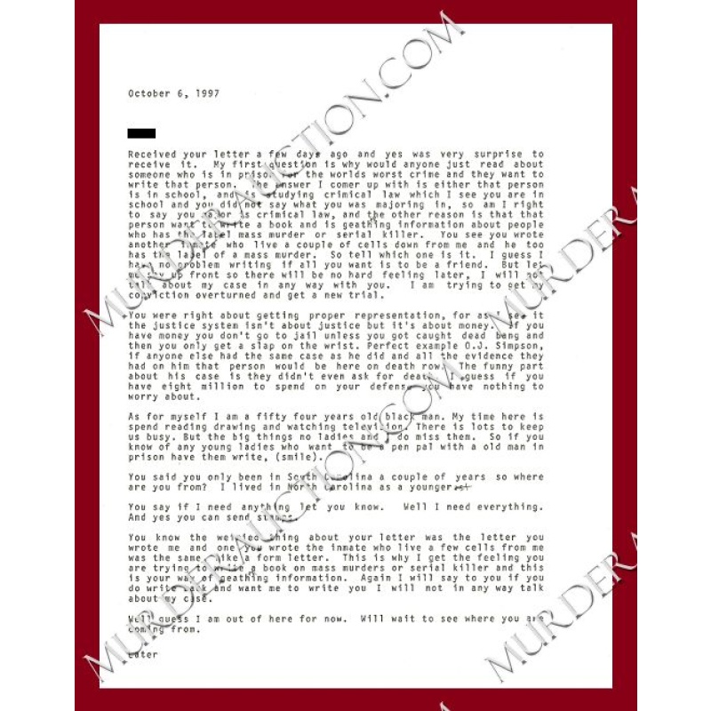 Morris Solomon letter/envelope 10/6/1997