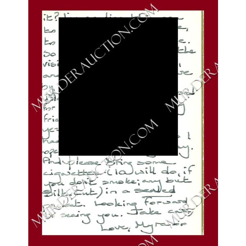 Myra Hindley card/envelope 6/12/1989 DECEASED