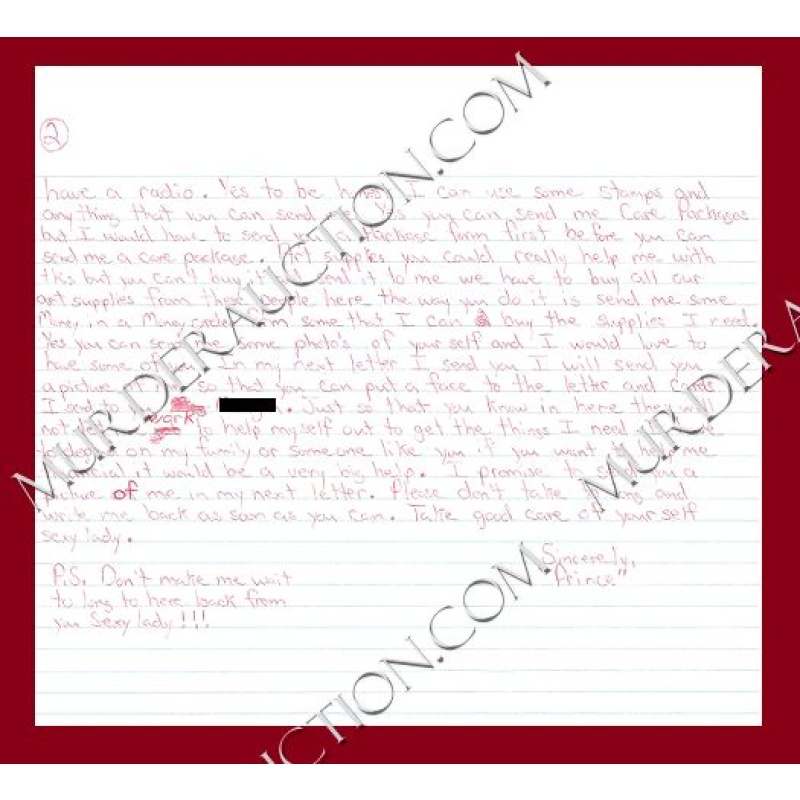 Cleophus Prince letter/envelope 6/29/2003