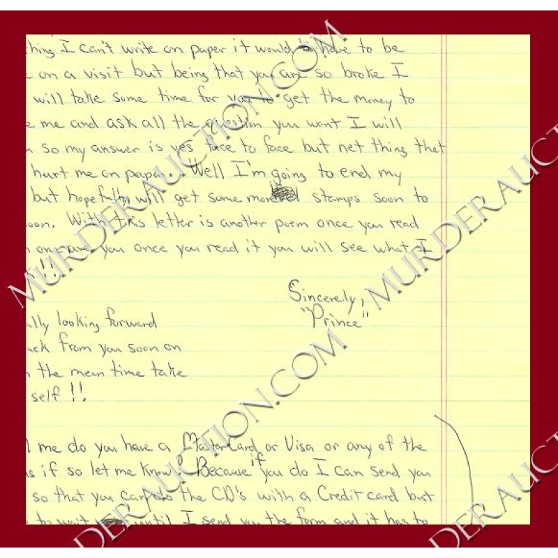 Cleophus Prince letter/envelope 11/28/2004