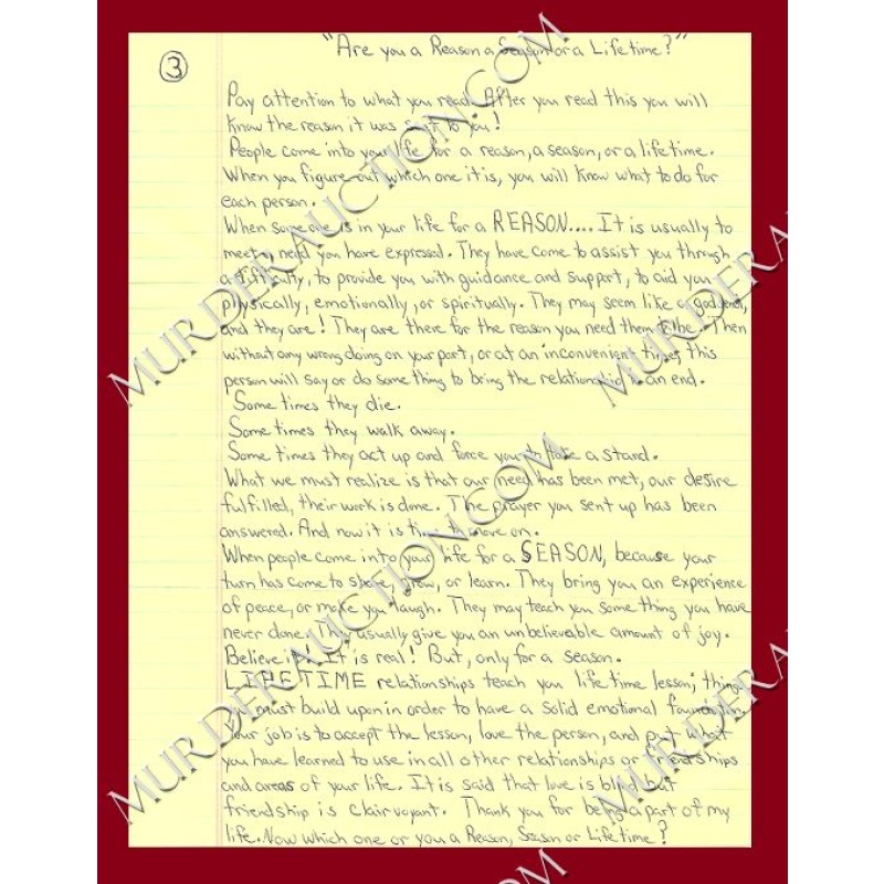 Cleophus Prince letter/envelope 11/28/2004